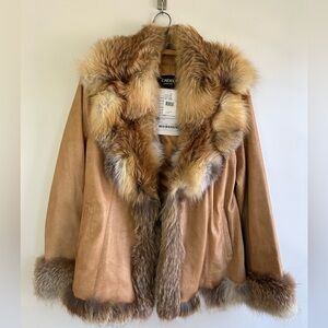 Chosen Fox Fur and Lambskin Leather Jacket NWT